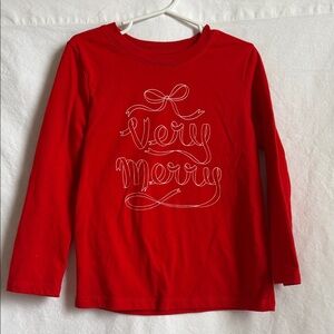 Cat & Jack Red 'Very Merry' Long Sleeve Tee